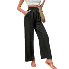 Wide-leg pants, suitable for women, high, flowy and-Black S
