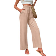 Wide-leg pants, suitable for women, high, flowy and-Khaki XXL