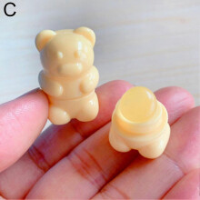 (Little Bear Style,Beige)Mini Cute Silicone Lip Brush Concealer Brushe With Cover Lip Mask Applicators