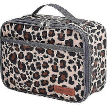 Insulated Kids Lunch Box with Leopard Print, Waterproof Lining for UK School and Picnic Use