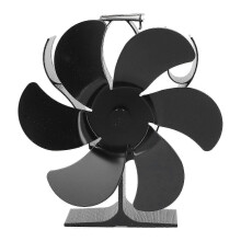 6-Blade Heat-Powered Stove Fan with Self-Starting Design for Wood Burning Stoves, 152mm Black Fan for UK Homes
