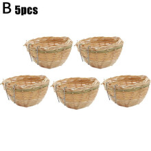(5pcs, Green) BirdNest Woven Bamboo BirdNest for Cage ParakeetNest Canary
