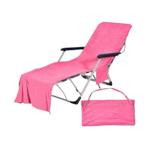 (Rose red) Powerful Multi-functional Beach Chairs Cover Microfiber Solid Color Series Summer Seaside Superior Elegant