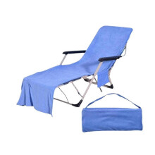 (Blue) Powerful Multi-functional Beach Chairs Cover Microfiber Solid Color Series Summer Seaside Superior Elegant
