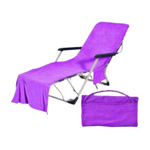 (Purple) Powerful Multi-functional Beach Chairs Cover Microfiber Solid Color Series Summer Seaside Superior Elegant
