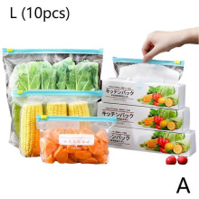 (L 10PCS, Black) Food Storage Bags BPA-free Freezer Bags Leak-proof Reusable Fresh Bag Seal Bags