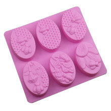 3D Honeycomb Silicone Soap Fondant Mould 6 Holes Cake Muffin Mold Pudding Cupcake Candle Baking Tray Mold