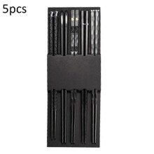 5 Pairs Alloy Steel Chopsticks Chinese Metal Sticks Circular Chopstick