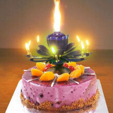Magical Birthday Candle - SHOP-STORY - Purple - Musical - Rotating - Cake Decoration
