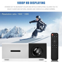 HD Mini Projector for Home Theater, Elegant HDMI LED Projector, Multimedia Player, EU Plug, Black and White
