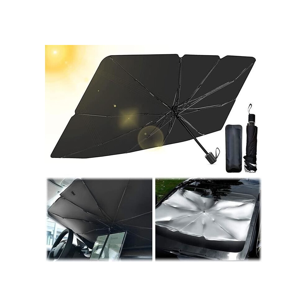 Car Sunshade Umbrella, Car Windshield Umbrella, Foldable Sunshade, Windscreen Sun Shield Uv 79*145Cm Silver 9301941272985