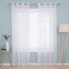White Curtain - Sheer Window Curtains Light Filtering Semi-Transparent Eyelet Curtains Voile Draperies, 140 x 260 cm, 2