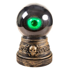 Automa di Halloween - Piccolo Pagliaccio - Occhio a Sfera di Cristallo - Suono, Luce, Animato - 20 cm