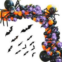 Party Decoration - ZGEER - Halloween Balloon Arch - 180PCS - Spider Balloons - 3D Bat Stickers