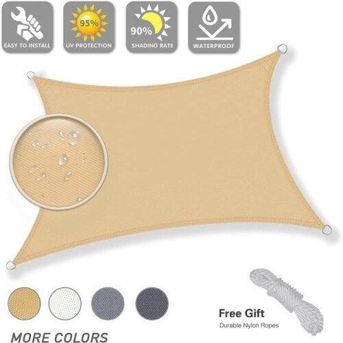 Cream rectangular shade sail 3x4m - 95% UV protection - Netboat 1