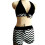 Costume da bagno a due pezzi da donna METISBOX - Push-up + pantaloncini - Bianco e nero 2
