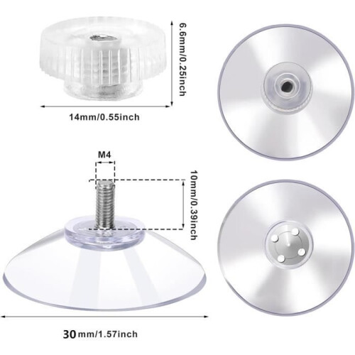 20PCS Suction Cups with PVC Thread, Hooks for Hanging in Bathroom, Kitchen, Window, Camping, Diameter 30mm 1