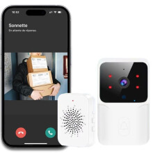 Wireless Doorbell with Camera, 150 Meter Range, Electronic Chime, Chime Kit with Plug-in Receivers, Night Vision, Audio