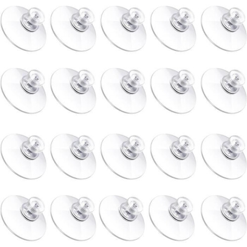 20PCS Suction Cups with PVC Thread, Hooks for Hanging in Bathroom, Kitchen, Window, Camping, Diameter 30mm