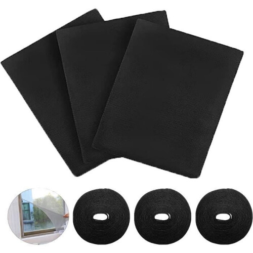 DIY Mosquito Net - 130x150cm - Durable Polyester - Hook and Loop Fastener - Black