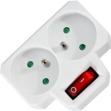 Double Power Strip 2x16A with Earth Switch, Child Protection, 3680W, 230V