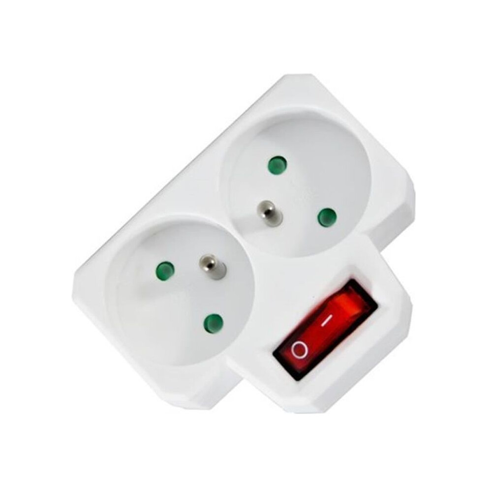 Double Power Strip 2X16a With Earth Switch, Child Protection, 3680W, 230V White 9301941275535