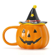 Kürbislaternenbecher mit Deckel, niedliches und lustiges Design, perfekt für Halloween-Dekorationen, Partys und mehr.