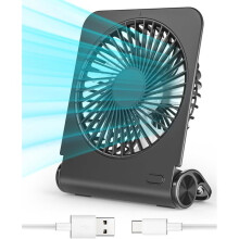 Mini Portable Fan with 4 Speeds, USB Rechargeable, Silent, 220 Foldable, Ultra Strong Wind, Black