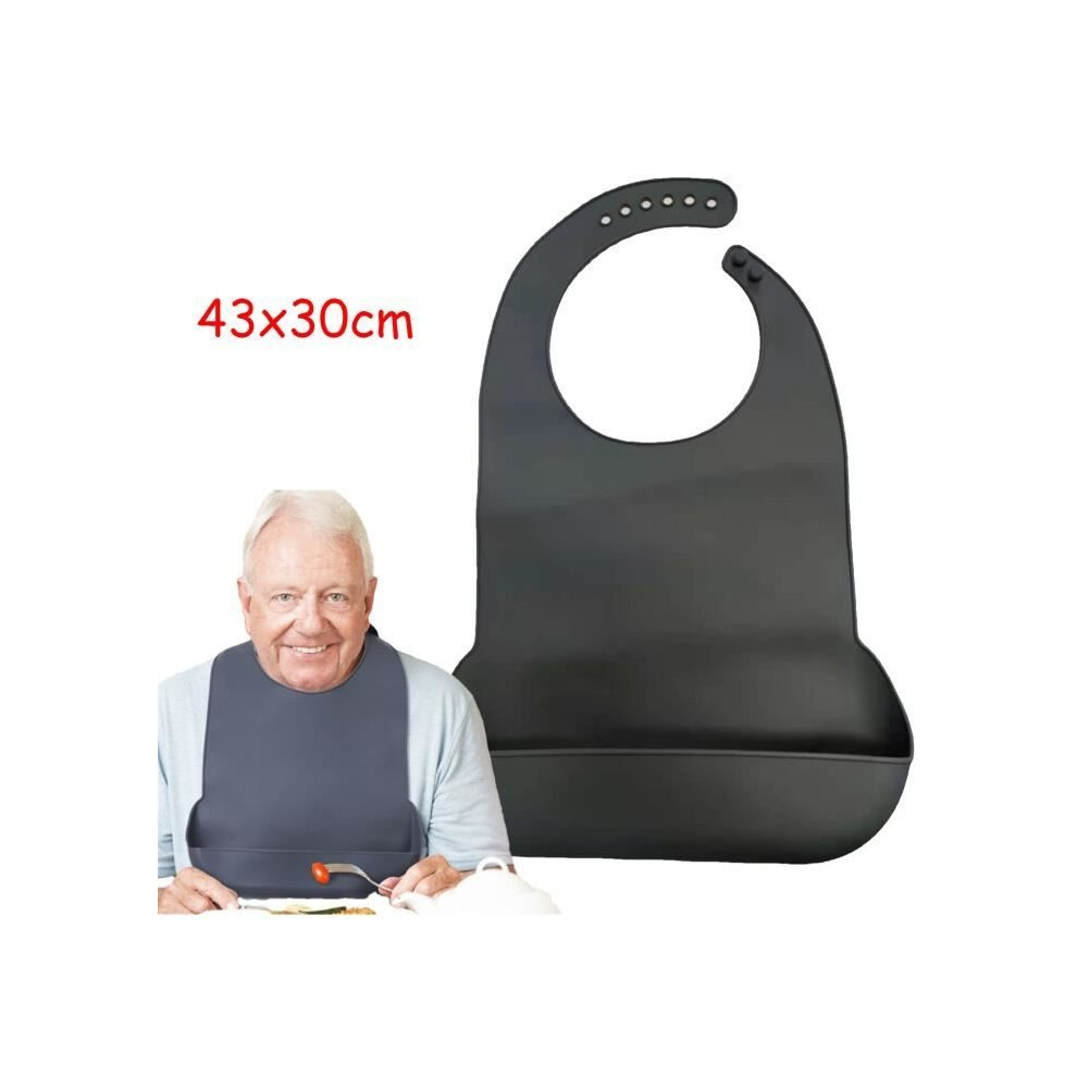 Adult Bib, Waterproof Apron, Adjustable Silicone Meal Bib With Pocket And Crumb Catcher, For Patients, Elderly People, And Eating 9301941275429
