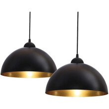 Set of 2 vintage industrial style pendant lights, vintage ceiling lights for kitchen, living room, dining room (black, Ø 300mm)