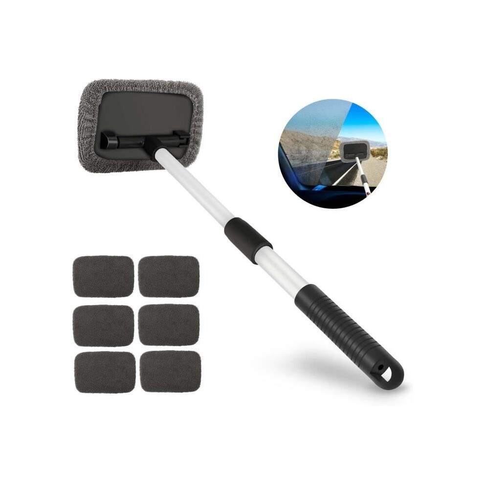 Car Cleaning Brush, Windshield Cleaning Brush With Telescopic Handle And 6 Microfiber Pads, Extendable Brush 9301941275016