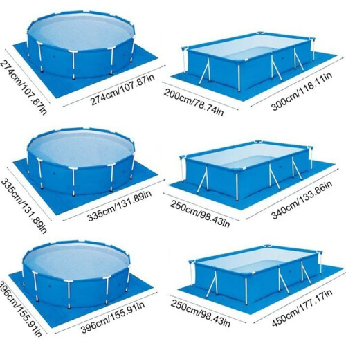 Pool Floor Mat, Above Ground Waterproof Foldable Protective Mat, Blue, 250 x 340 cm 1