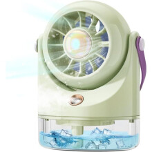 Desk fan, mini portable air conditioner with humidifier, air cooler, USB charging, for camping, travel, Green