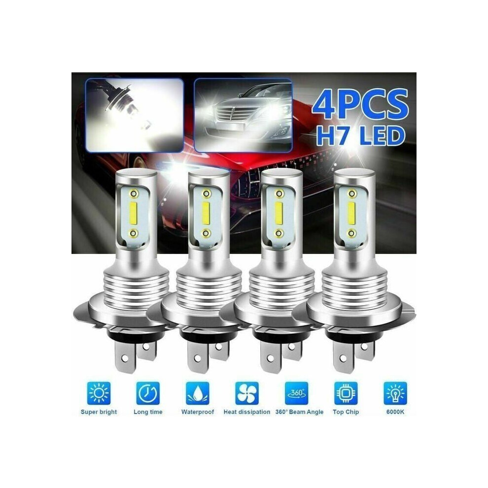 4Pcs 1860 H7 80W High Power Led Fog Car Head Bulb 6000K Light/White 9301941278062