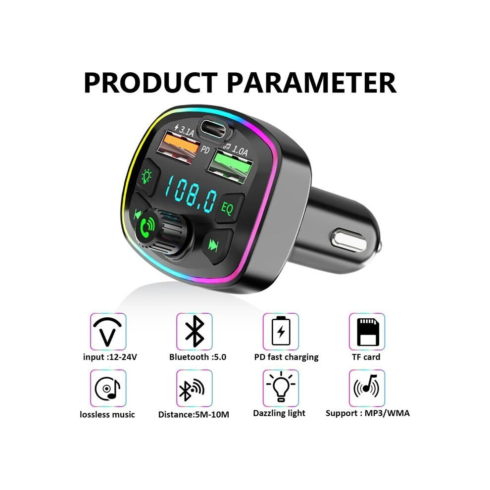 Bluetooth Car Fm Transmitter, Bluetooth Car Adapter Radio Mp3 Music Player, Bluetooth Car Cigarette Lighter 9301941277539