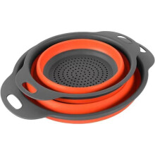 2-Piece Collapsible Silicone Colander, Foldable Strainer, Collapsible Bowl, Large Folding Camping Bowl for Draining Pasta and Vegetables