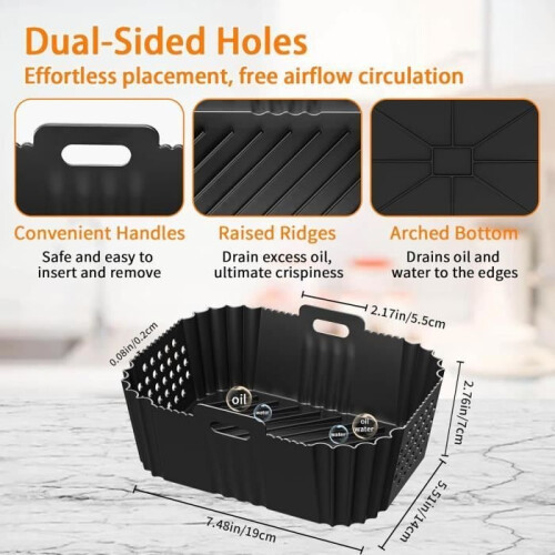 Silicone Mold - MARSEE - 2 pieces - 19x15x7 cm - Compatible with Ninja Double Stack XL - Non-stick 2