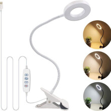 Desk Lamp, Reading Lamp with 3 Modes and 10 Dimming Levels, 40cm Clip-on Lamp for Office and Home, White