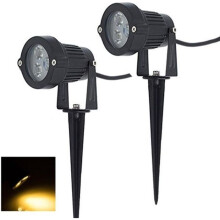 Set of 2 Adjustable Outdoor LED Spike Lights, Black/Warm White, 3W, 220V