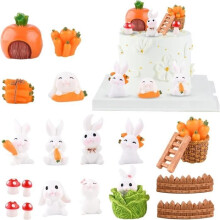 Set of 20 cute bunny-shaped birthday cake decorations for children, Easter decoration, mini Easter bunny