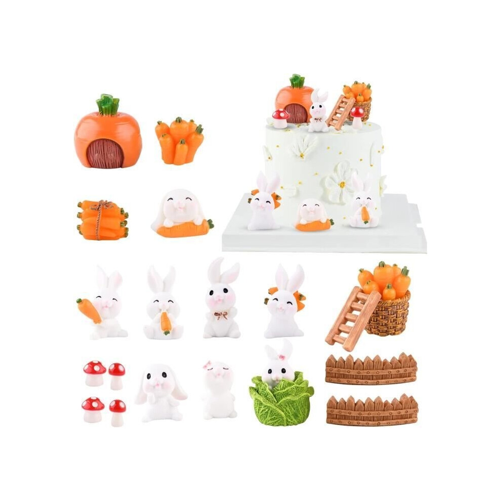 Set Of 20 Cute Bunny-Shaped Birthday Cake Decorations For Children, Easter Decoration, Mini Easter Bunny 9301941278055