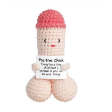 Positive energy funny handmade woolen crochet doll