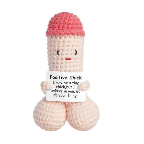 Positive energy funny handmade woolen crochet doll
