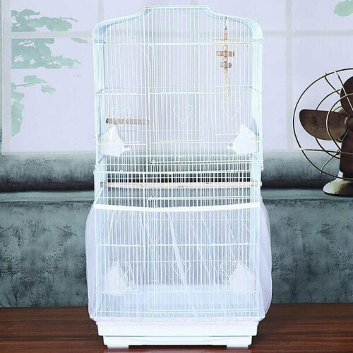 Mesh skirt for pet birdcage, nylon net for seed catching, white, L 1