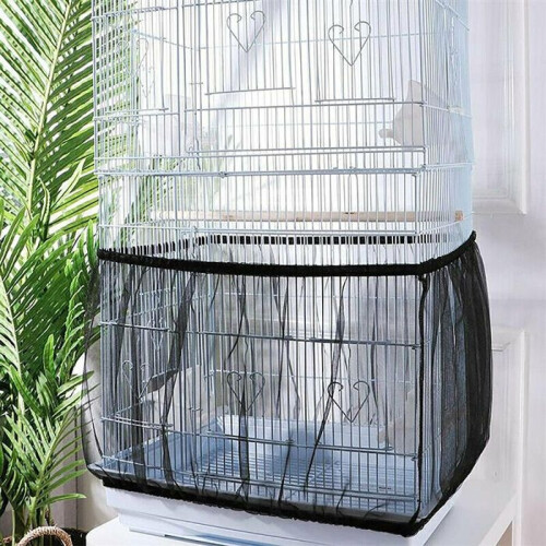 Mesh skirt for pet birdcage, nylon net for seed catching, white, L 2