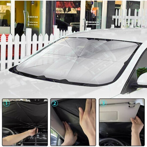 Car Windshield Sunshade, Umbrella Sunshade for Car Front Windshield, Folding Windshield, UV Protection, Thermal Insulation 2