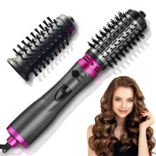 Spazzola asciugacapelli rotante 2 in 1 per capelli corti - Motore silenzioso senza spazzole da 1000 W - 3 velocità, adatta a tutti i tipi di capelli