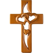 Carved Wooden Cross - Handmade - Brown - Wall Decoration