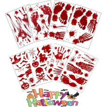 CD-Halloween Bloody Hands Stickers, 8 Sheets Bloody Handprint Stickers for Party Decorations [798]