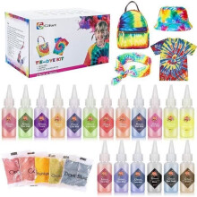 Tie Dye Kit 18 Vibrant Colors, Non-Toxic Permanent Textile and Fabric Paint DIY Graffiti Dye with Tie Dye Powders, LBQ31